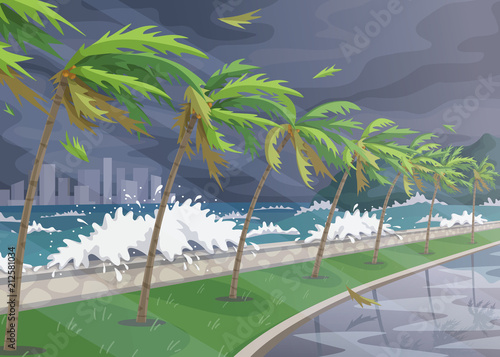 Sea Coast Landscape during  Storm in Ocean