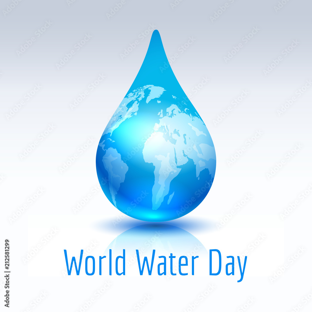 Fototapeta premium Vector illustration of Earth blue drop. World Water Day concept