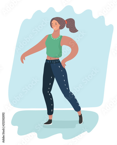 The dancing girl moving