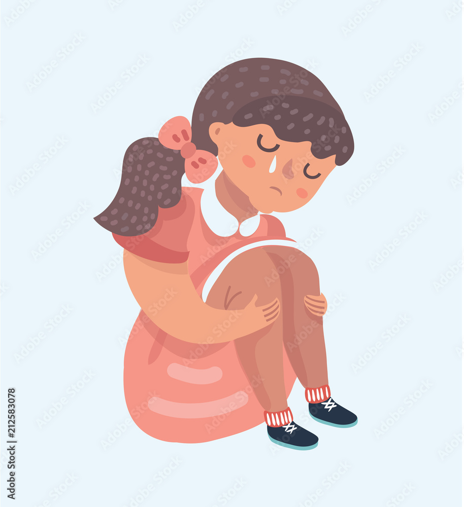 Sad girl cartoon sitting alone Stock Vector | Adobe Stock Sad girl cartoon sitting alone Stock Vector | Adobe Stock
