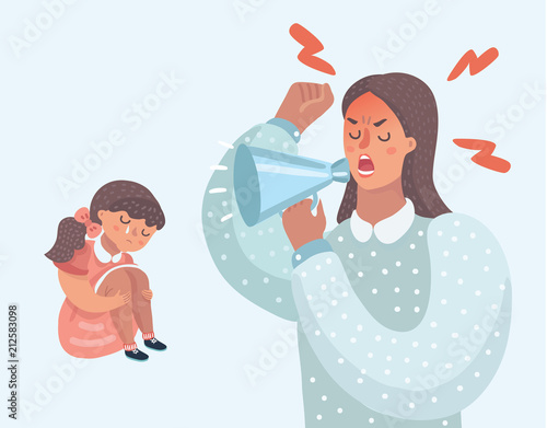 Mother angry with her naughty daughter 