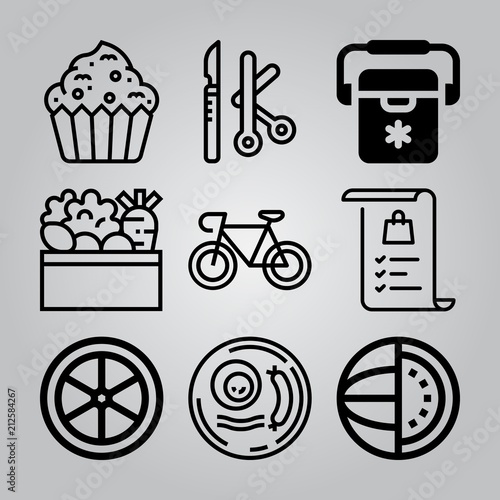 Simple 9 icon set of healthy related [iconsRandom:4] vector icons. Collection Illustration