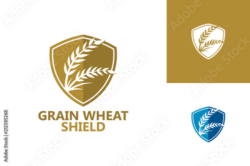 Grain Wheat Shield Logo Template Design Vector, Emblem, Design Concept, Creative Symbol, Icon