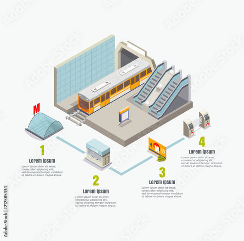 Vector isometric metro subway infographics