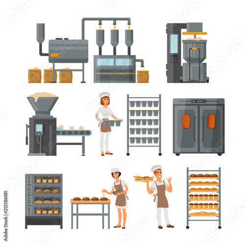 Bread production icon set vector illustration