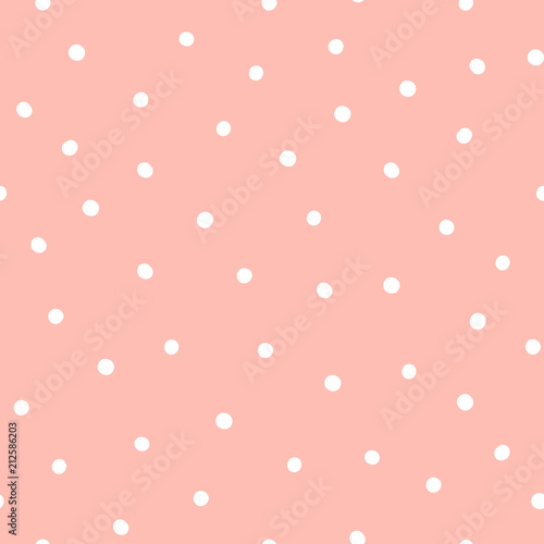 Cute polka dots pink and white seamless pattern. 
