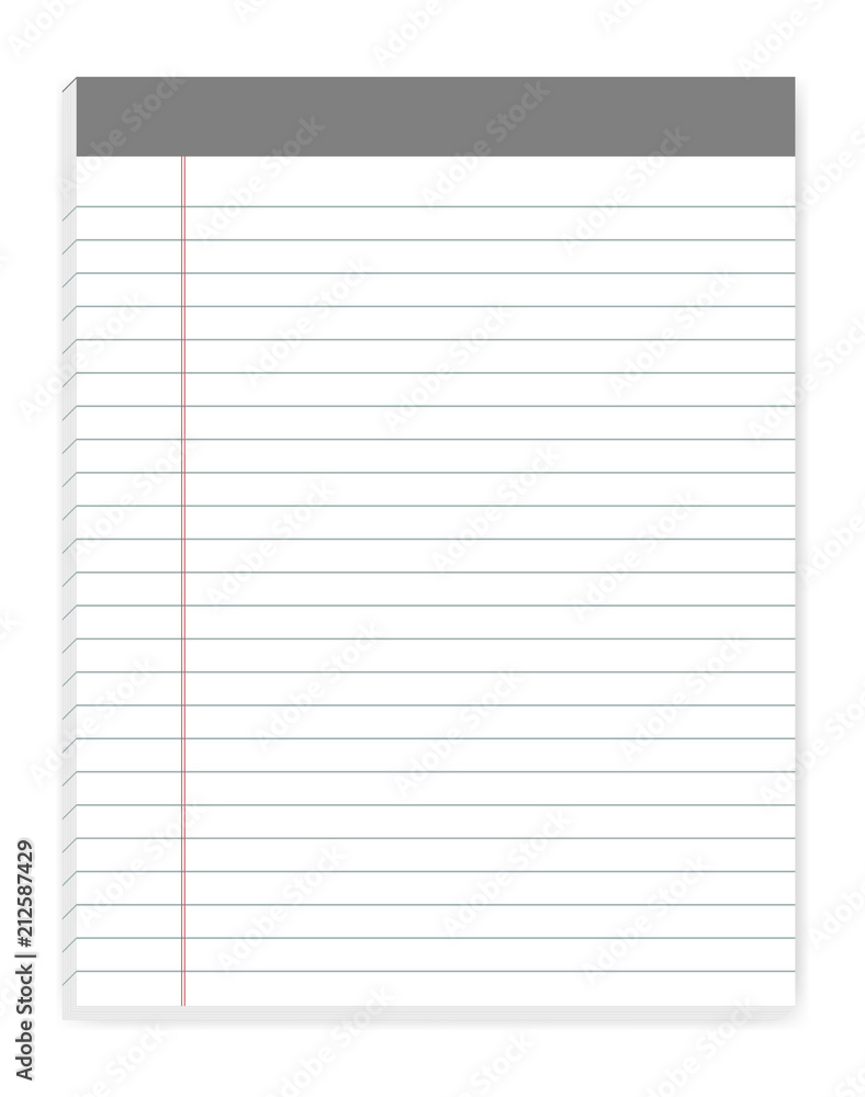 Lined letter format writing pads with margin, vector mock up Lined letter format writing pads with margin, vector mock up
