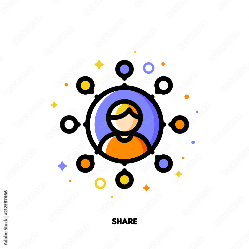 Global social media data sharing concept with icon of internet user who  enjoy connect and share. Flat filled outline style icon. Pixel perfect  64x64. Editable stroke vector de Stock | Adobe Stock
