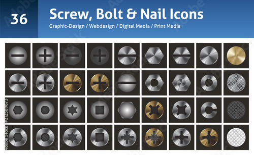 Screw, Bolt & Nail Icons (36)