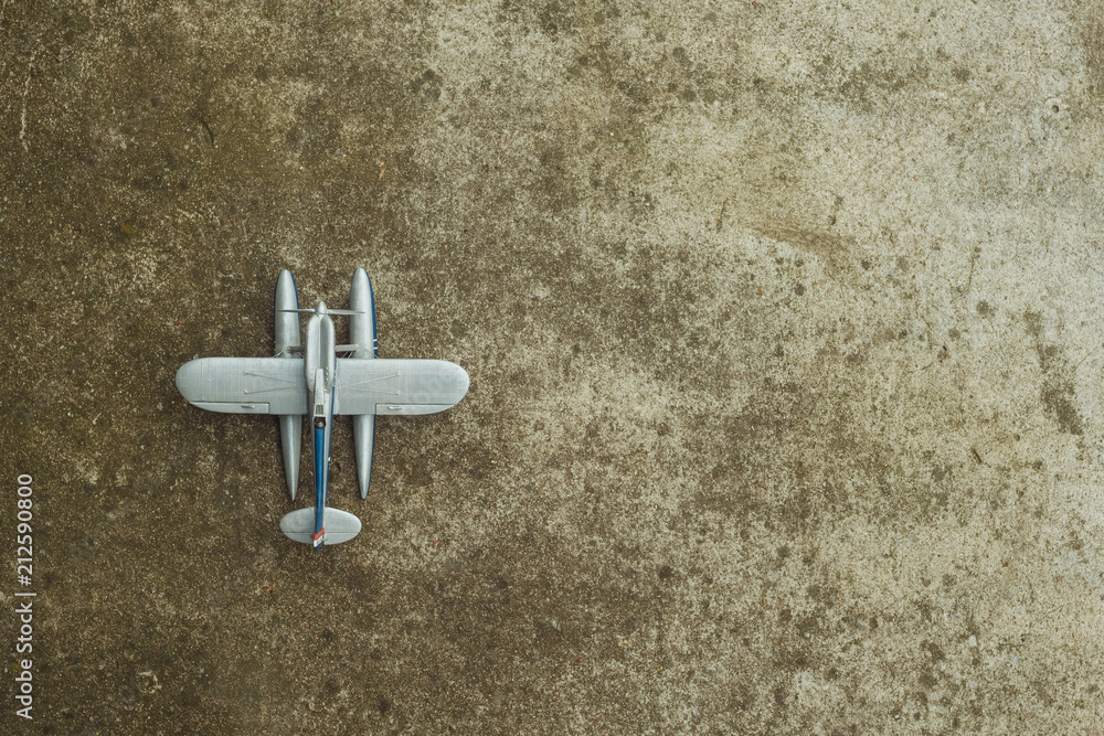 Scale model hydroairplane . Background. Copy space