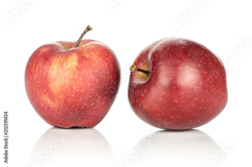 Pair of fresh apples red delicious isolated on white background.