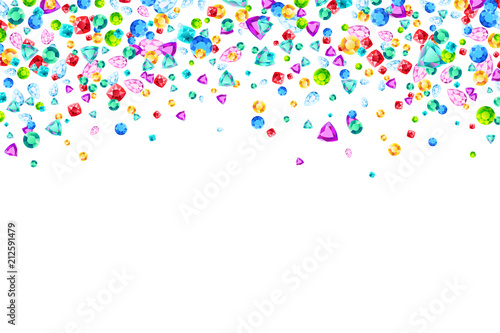 Vector colorful gem stones background element in flat style photo