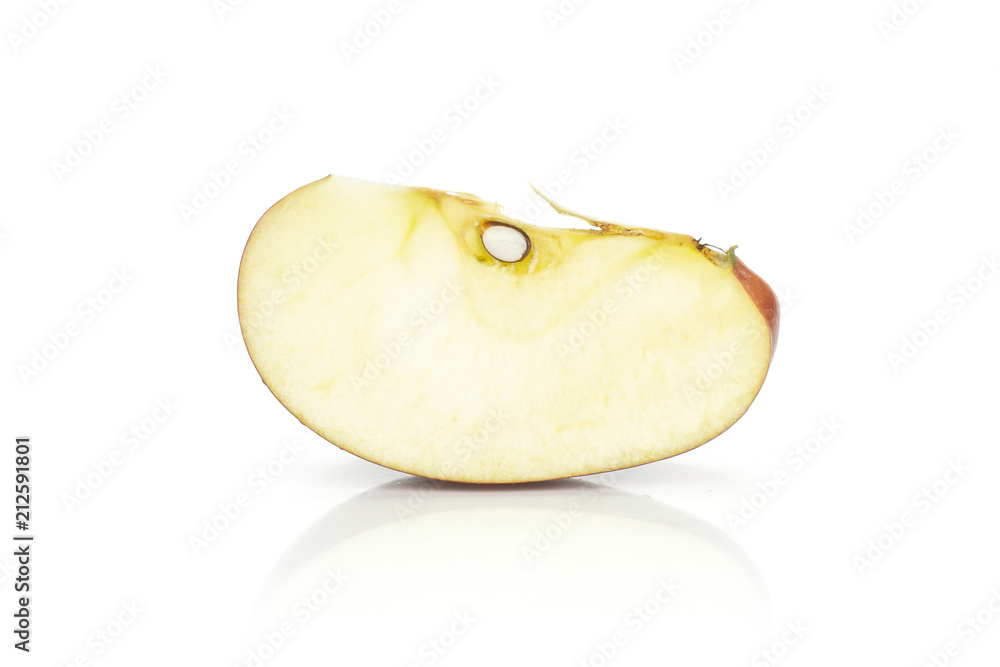 Red delicious one apple slice isolated on white background. Red delicious one apple slice isolated on white background.