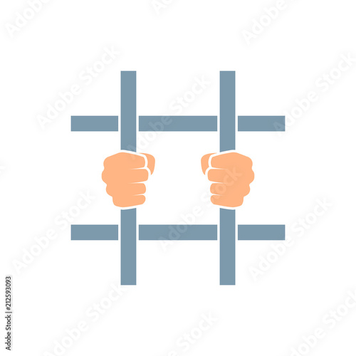 Hands behind bars icon