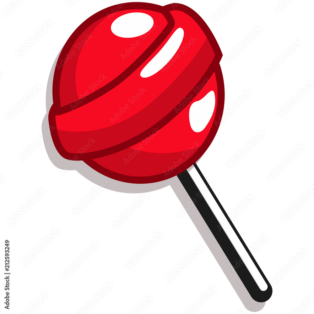 Red lollipop candy vector cartoon icon isolated on white background. Stock  Vector | Adobe Stock
