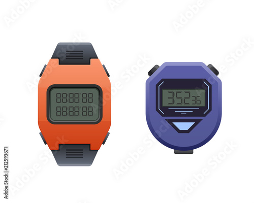 Beautiful modern digital wrist watch. Stopwatch and wrist sport watch.