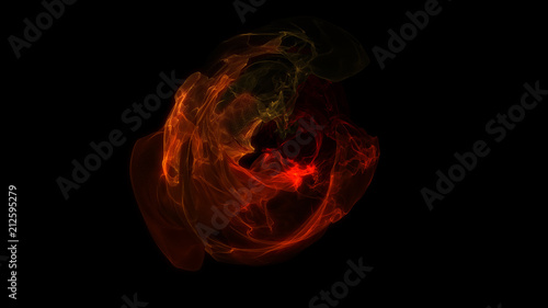 Red energy sphere distortion animated background. Plasma sphere with energy charges. Fire glow shine