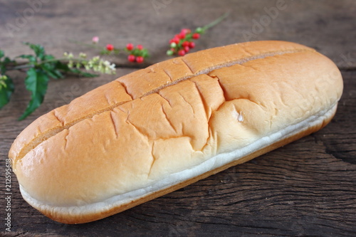 fresh tasty  homemade bread on old wooden