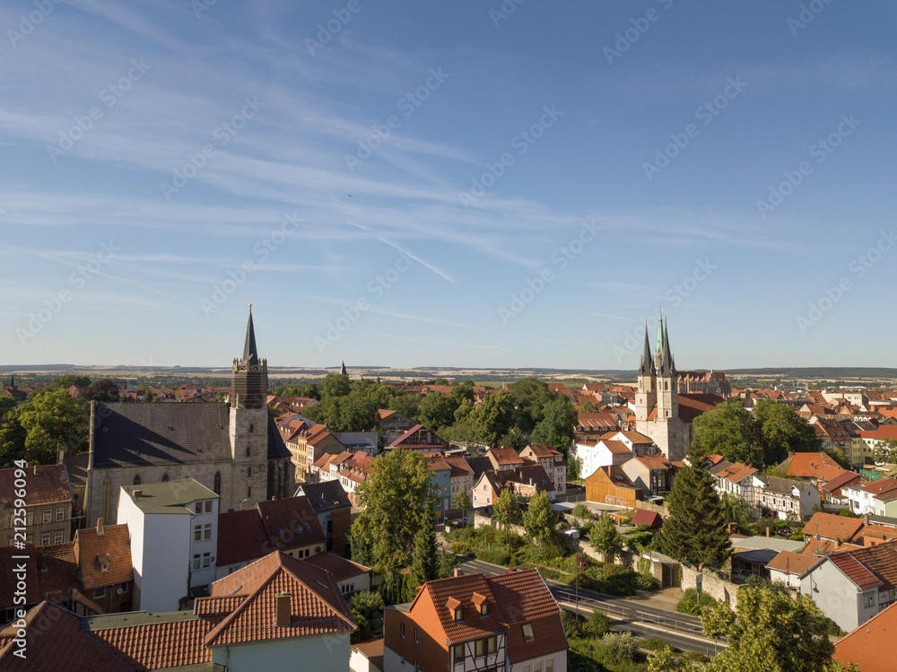 The city of Muehlhausen from above ( Unstrut Hainich region, Thuringia / Germany )