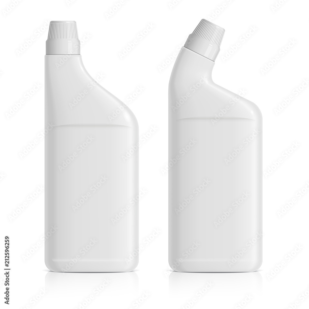 A set of realistic white plastic bottles for gel-cleaning A set of realistic white plastic bottles for gel-cleaning