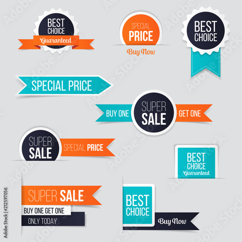 Set of sale banner collection, discount tag, special offer banner. Vector illustration