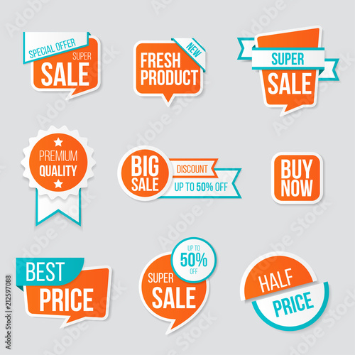 Set of sale banner collection, discount tag, special offer banner. Vector illustration