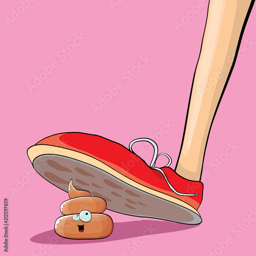 step on poo cartoon comic business situation. Business mistakes concept illustration.