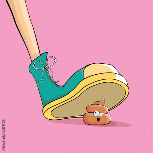 step on poo cartoon comic business situation. Business mistakes concept illustration.