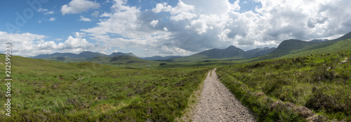 a view of the west highland way in the highlands of scotland during a bright summer day