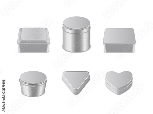 Metal box icon set vector realistic illustration