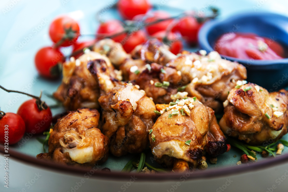 roasted sleeves chicken with potatoes and barbecue sauce roasted sleeves chicken with potatoes and barbecue sauce