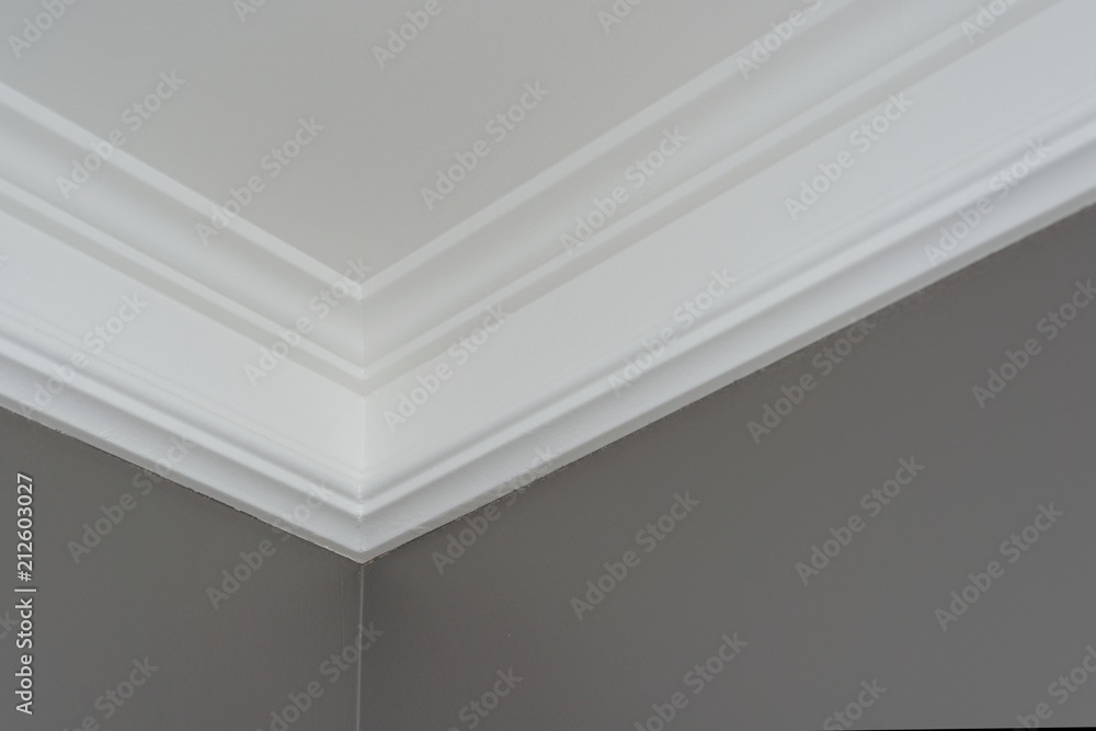 Details in the interior close-up. Ceiling moldings, part of intricate corner. Details in the interior close-up. Ceiling moldings, part of intricate corner.