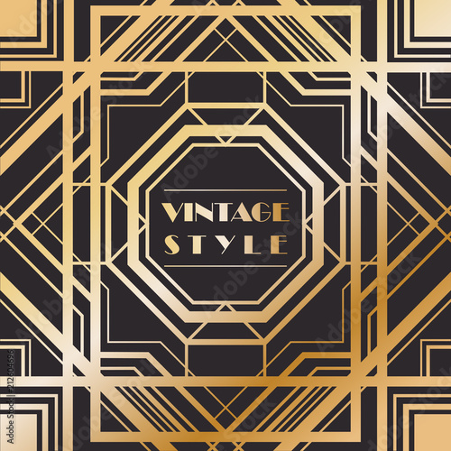 Geometric art deco vector background, vintage style with black background 2