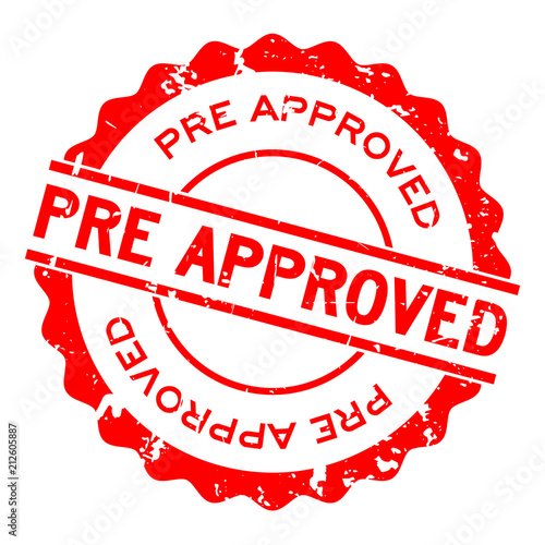 Grunge pre approved word round rubber seal stamp on white background