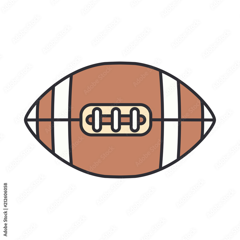 Rugby Sport Ball Icon Vector Line 3d Icon Stock Illustration