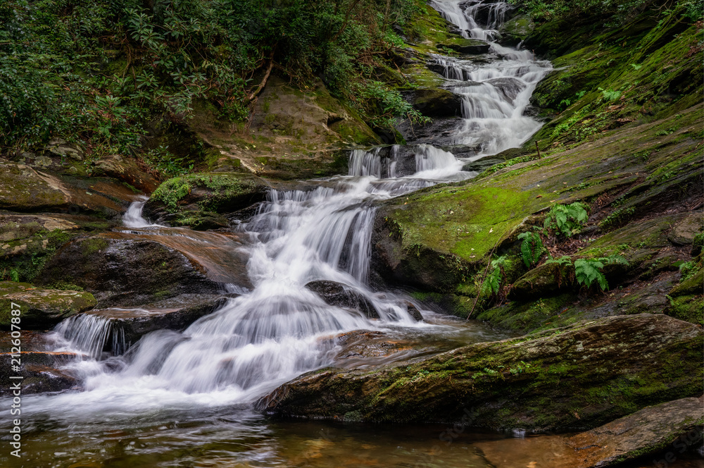 Roaring Fork Falls near the Blue Ridge Parkway in the North Carolina mountains Roaring Fork Falls near the Blue Ridge Parkway in the North Carolina mountains
