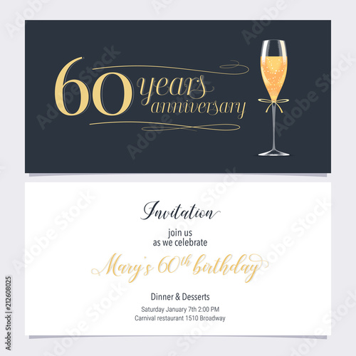 60 years anniversary invitation vector