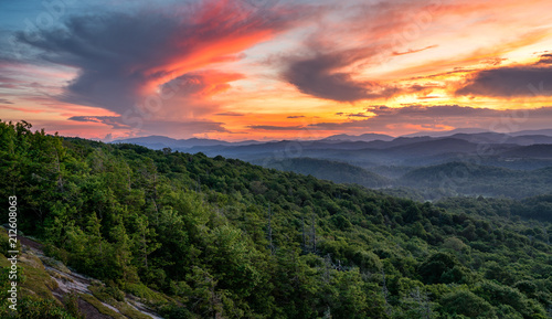 Summer Sunset of the Blue Ridge Mountains - Flat Rock Overlook