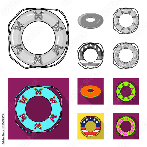 Multicolored swimming circle monochrome,flat icons in set collection for design. Different lifebuoys vector symbol stock web illustration.
