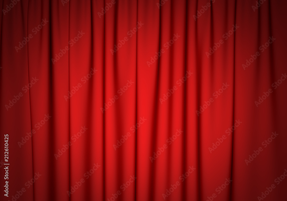 Closed red theater curtain background. Closed red theater curtain background.
