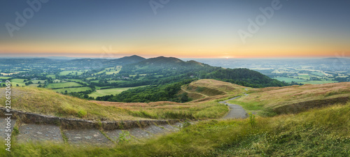 Malvern hills at sunrise. 