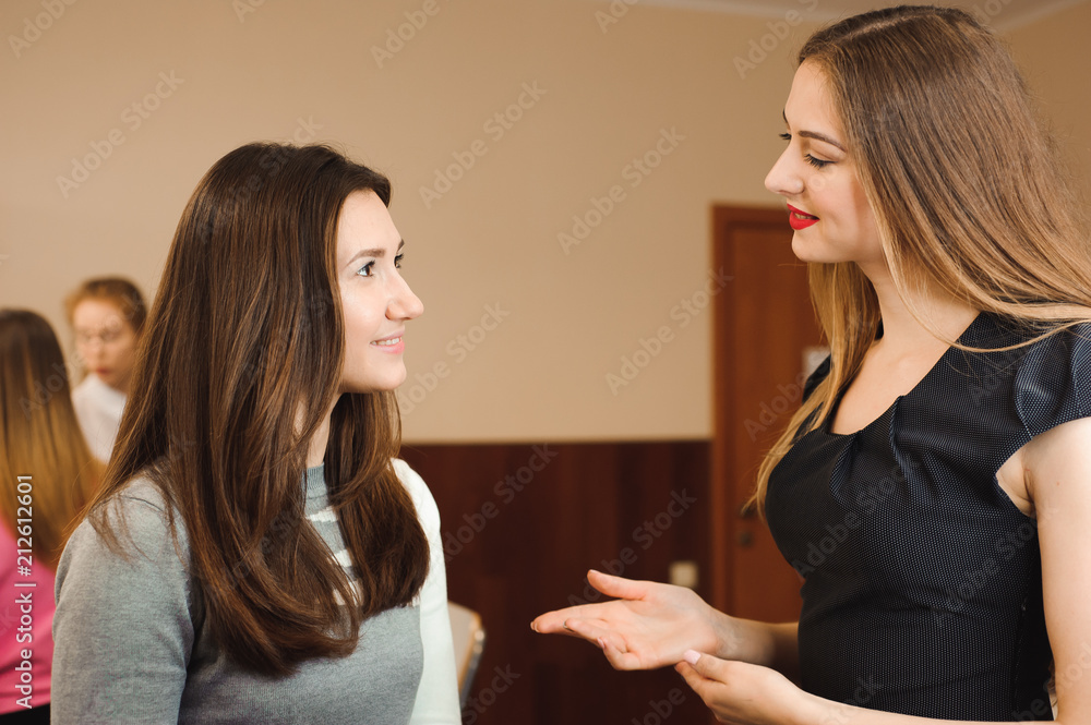 Make up artist doing professional make up of young woman. Beauty shcool. Make up artist doing professional make up of young woman. Beauty shcool.