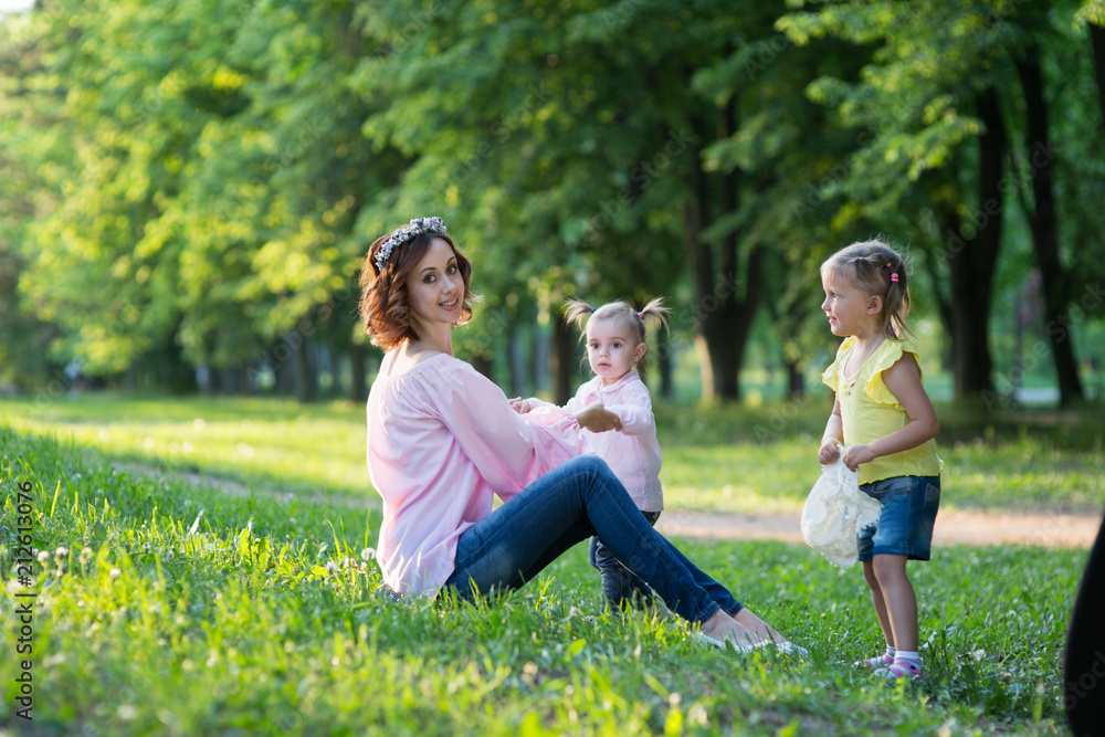 mom and two daughters