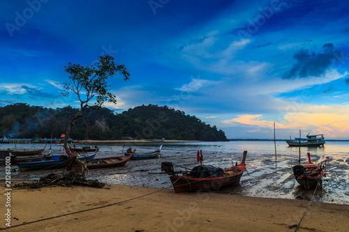 Longtail boat parked