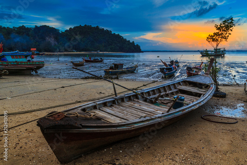 Longtail boat parked