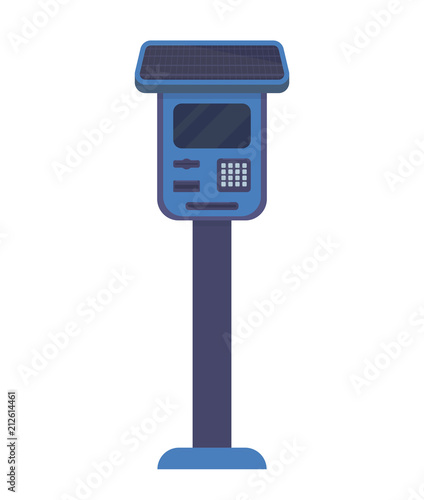 Parking meters for parking lot. Electronic payment terminal for paid parking with a solar battery