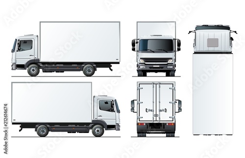 Vector truck template isolated on white