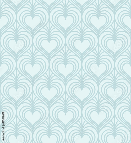 Linear stylish seamless pattern with hearts. Vector illustration.