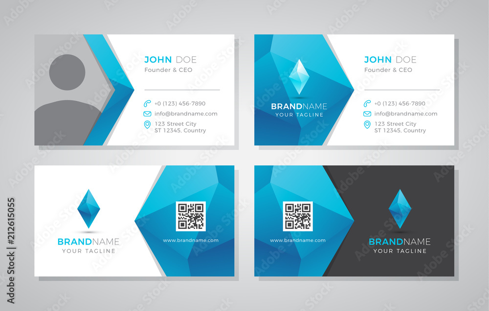 Modern geometric business card with photo