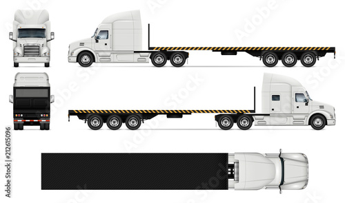 Photo Flatbed truck realistic vector illustration